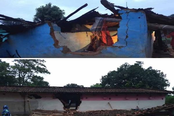 गांव में घुसे हाथियों ने 7 मकान तोड़े, ग्रामीणों में दहशत