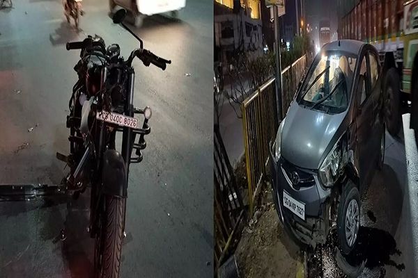 शराबी कार चालकों ने बुलेट सवार परिवार को मारी टक्कर, मासूम गंभीर