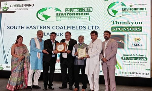 एसईसीएल को पर्यावरण के क्षेत्र में उत्कृष्ट योगदान के लिए मिला प्लैटिनम अवार्ड