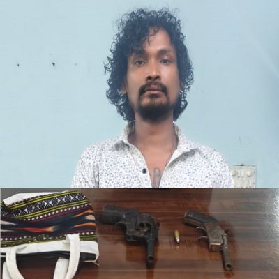 रिवॉल्वर, देशी कट्टा और जिंदा कारतूस के साथ हिस्ट्रीशीटर गिरफ्तार