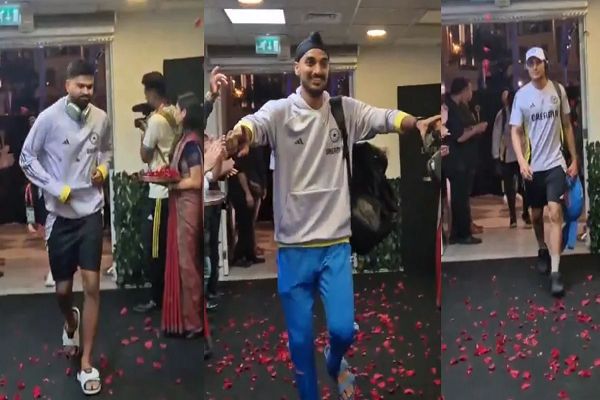 Champion बनने के बाद Team India का होटल में हुआ जोरदार स्वागत, भांगड़ा करने लगे अर्शदीप